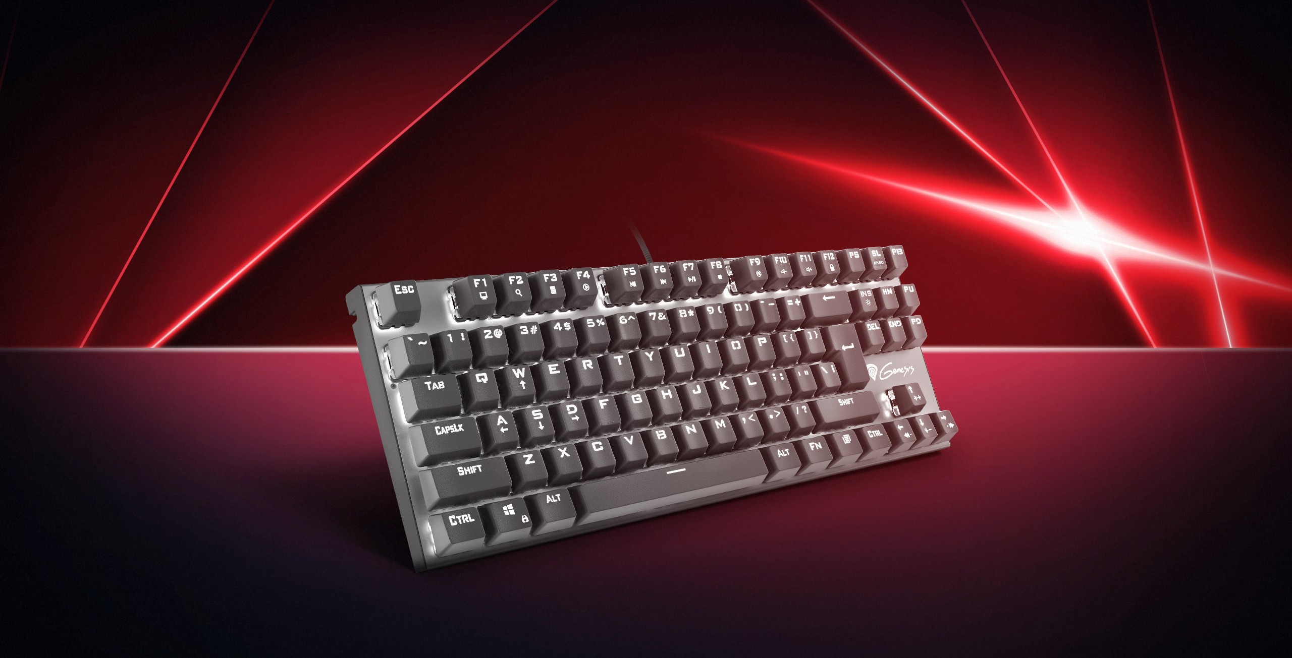 Genesis ИГРОВАЯ КЛАВИАТУРА GENESIS THOR 300 TKL RU РАСКЛАДКА БЕЛАЯ ПОДСВЕТКА МЕХАНИЧЕСКАЯ КРАСНЫЙ ПЕРЕКЛЮЧАТЕЛЬ