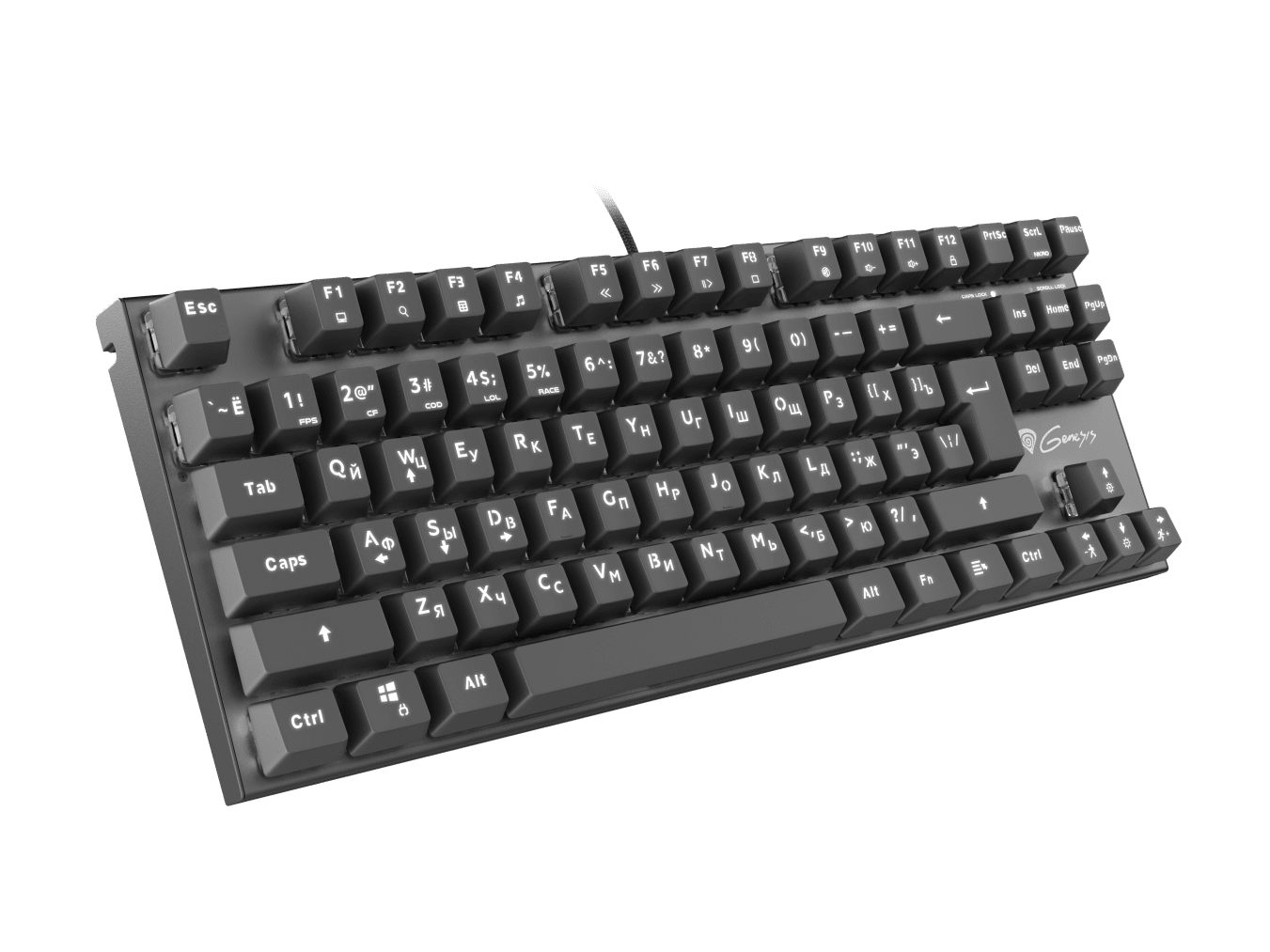 Genesis ИГРОВАЯ КЛАВИАТУРА GENESIS THOR 300 TKL RU РАСКЛАДКА БЕЛАЯ ПОДСВЕТКА МЕХАНИЧЕСКАЯ КРАСНЫЙ ПЕРЕКЛЮЧАТЕЛЬ