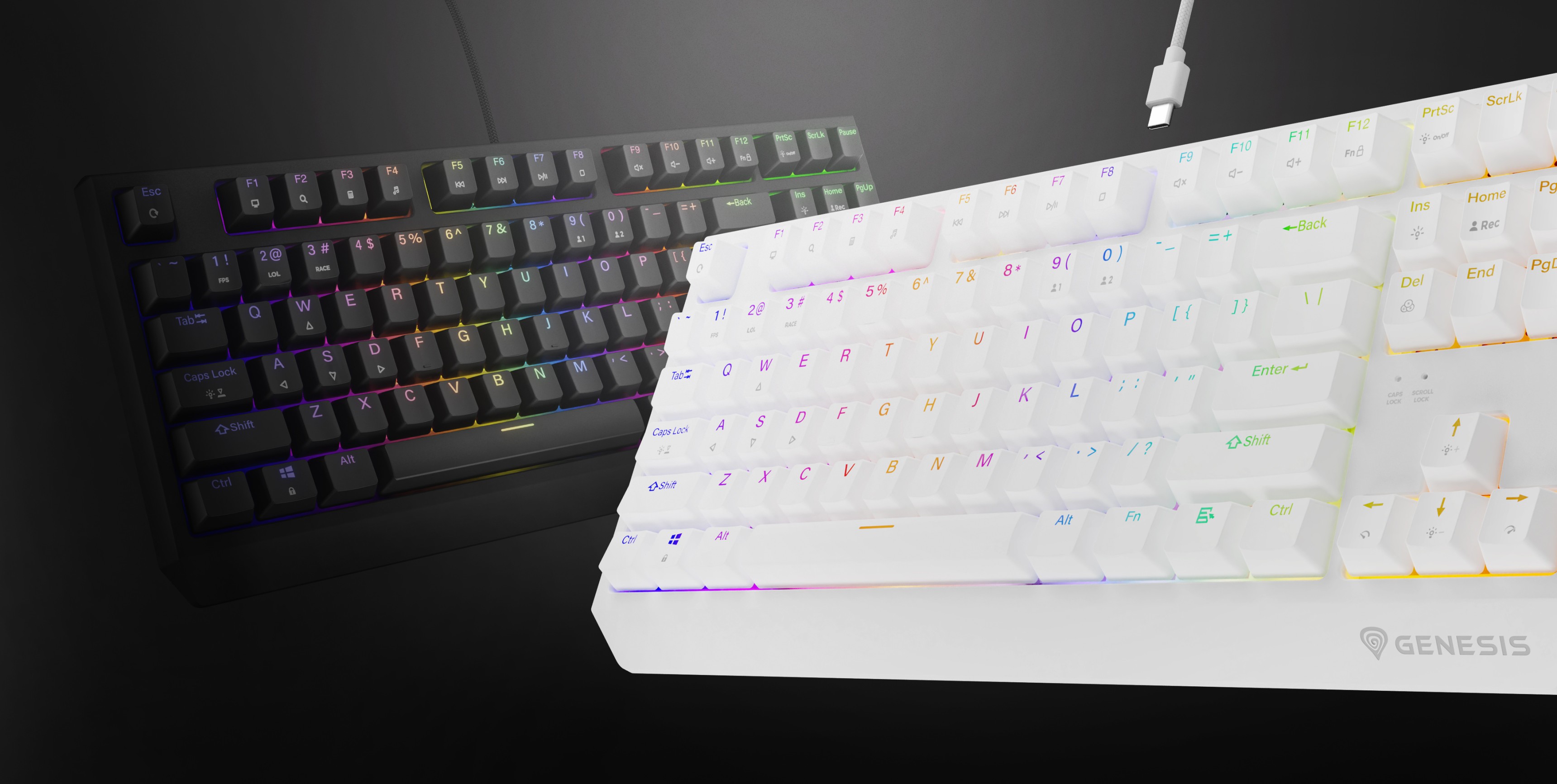 Механическая клавиатура RGB с черным и белым цветовыми вариантами, оснащенная переключателями Outemu Red с возможностью горячей замены