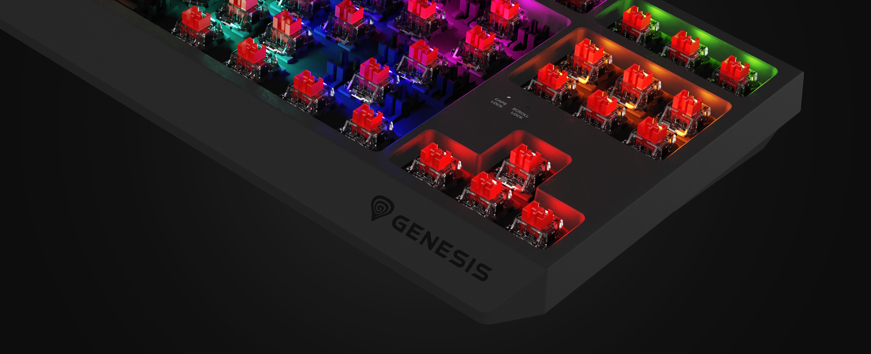 Механическая игровая клавиатура с разноцветной RGB-подсветкой и переключателями Outemu красного цвета с возможностью горячей замены, выполненная в компактном TKL-дизайне