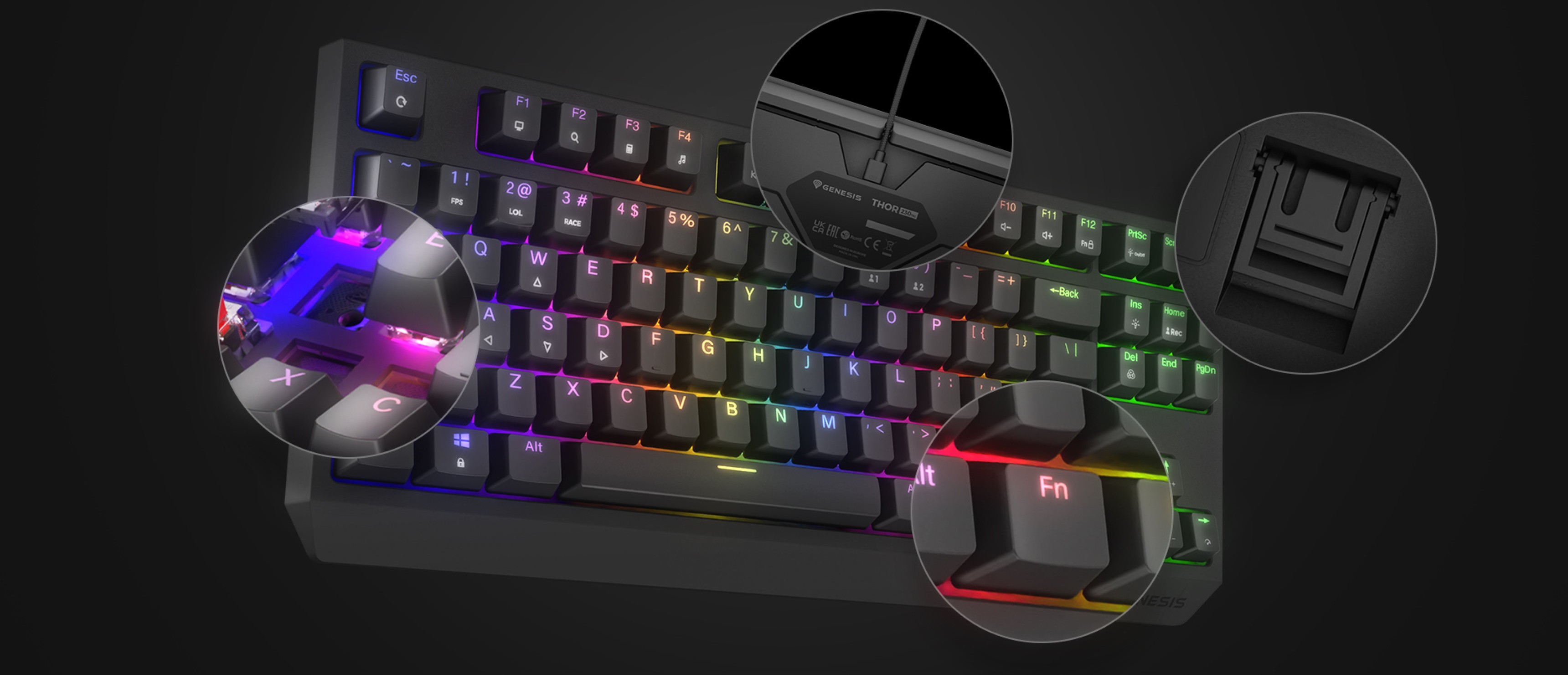 Механическая игровая клавиатура с настраиваемой RGB-подсветкой, переключателями клавиш с горячей заменой и компактной раскладкой TKL